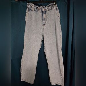 ZARA Women Jeans. Paperbag Ankle Baggy Fit High Rise Light Wash Denim. Size 12
